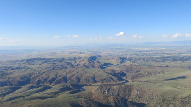 Madison River.  Bozeman is in the distance.